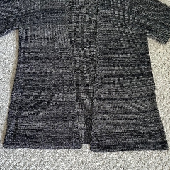 Eileen Fisher Sleek Tencel Knit Kimono Cardigan Sweater Black/Natural Size L/XL - Picture 6 of 14